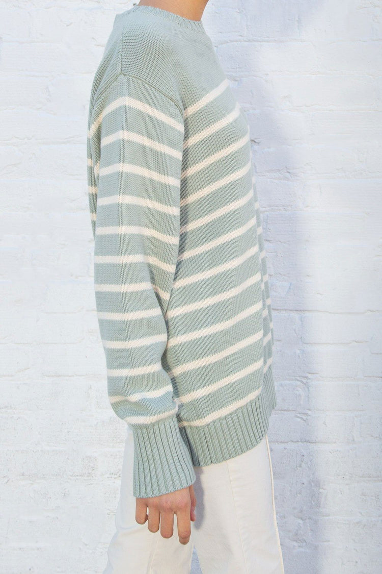 Ivory And Sage Stripes / Oversized Fit