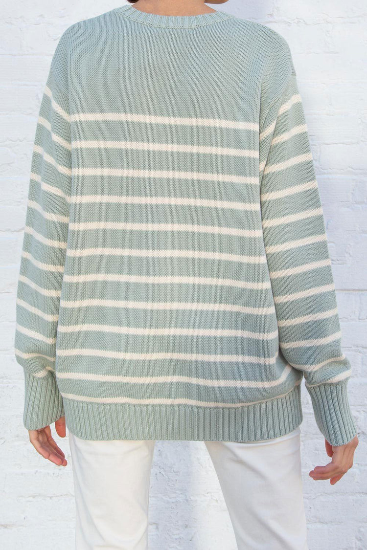Ivory And Sage Stripes / Oversized Fit