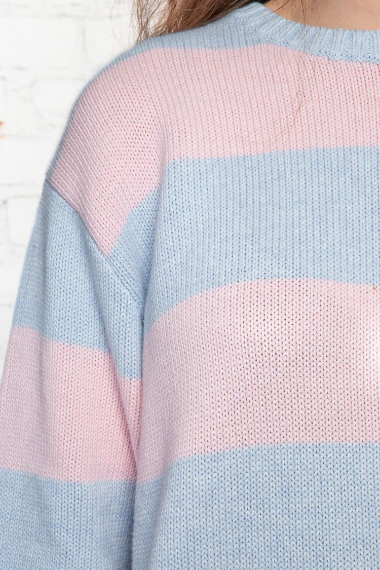 Light Blue Pastel Pink Stripes / Oversized Fit