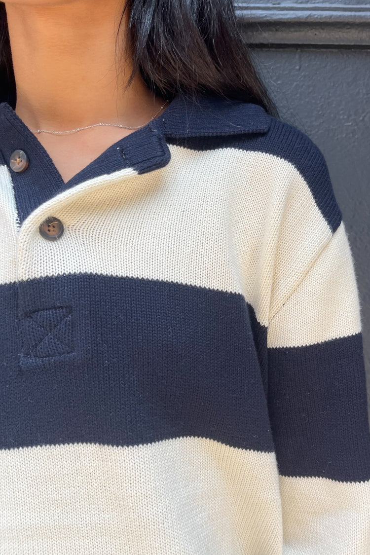 Katiana Striped Sweater | Ivory Navy Blue Stripes / Oversized Fit