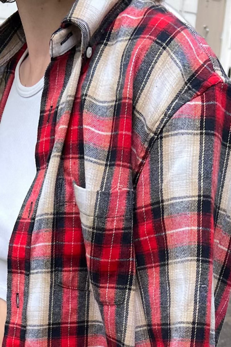 Hazel Flannel Top | Red Navy Ivory Plaid / S/M