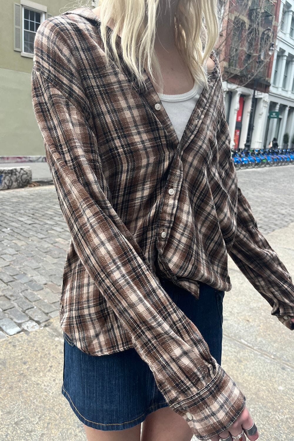 brown and cream plaid / S/M