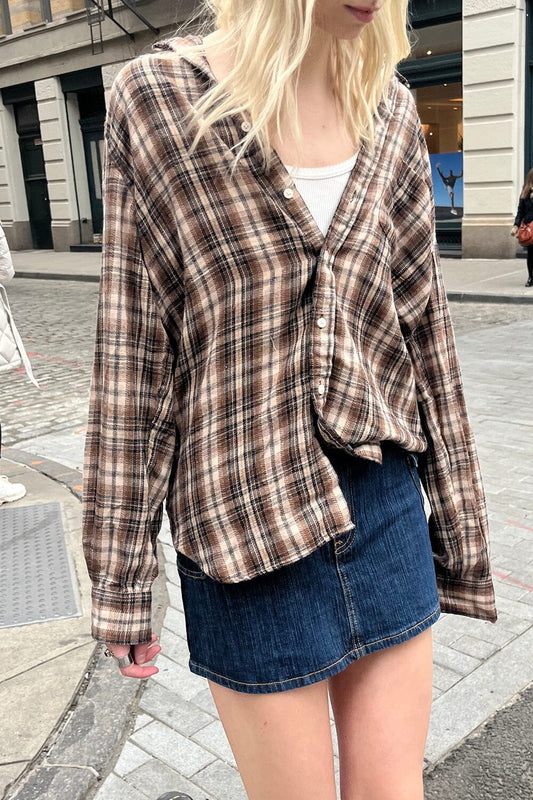 brown and cream plaid / S/M