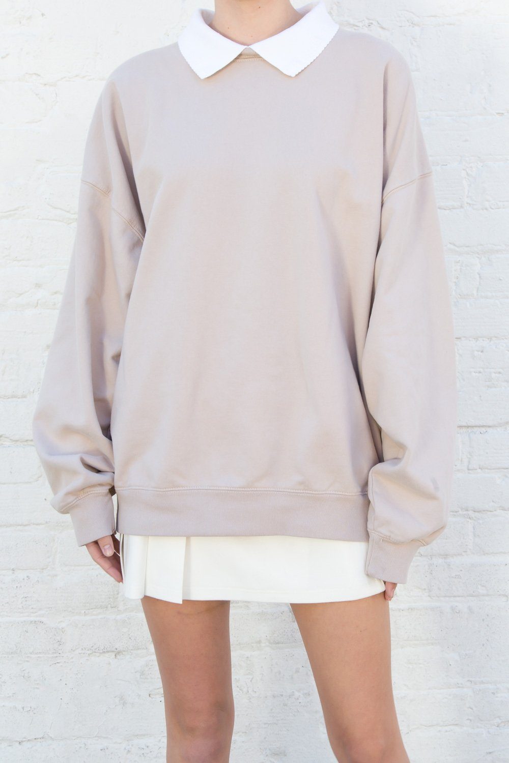 Erica Collar Sweatshirt | Light Brown / Oversized Fit
