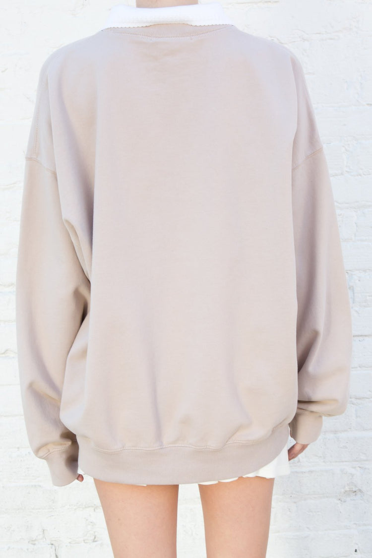 Erica Collar Sweatshirt | Light Brown / Oversized Fit
