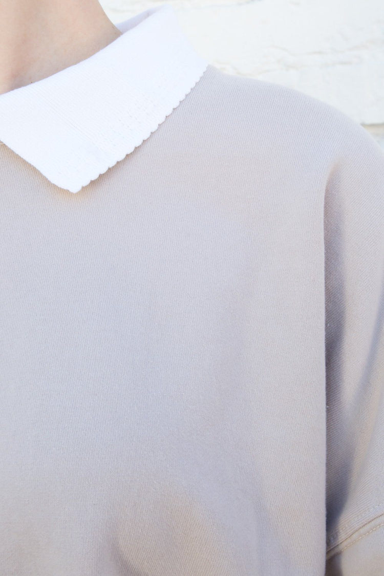Erica Collar Sweatshirt | Light Brown / Oversized Fit