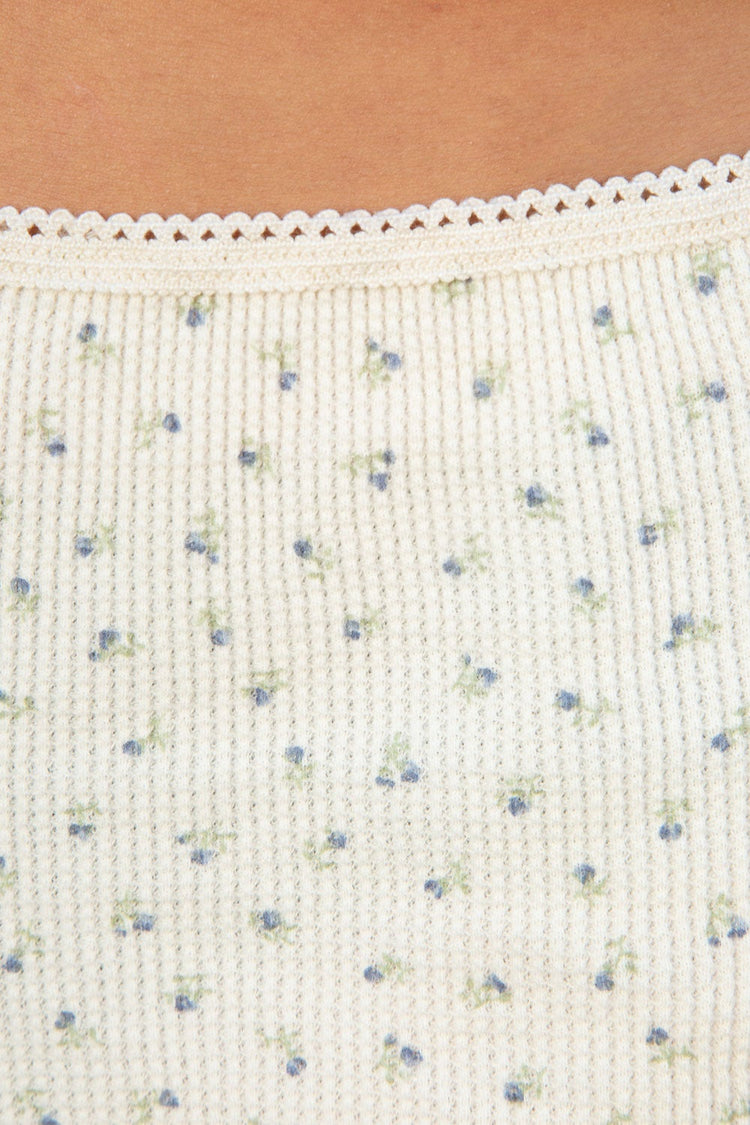 Emery Floral Thermal Lace Sweatshorts | Blue Green Floral / XS/S