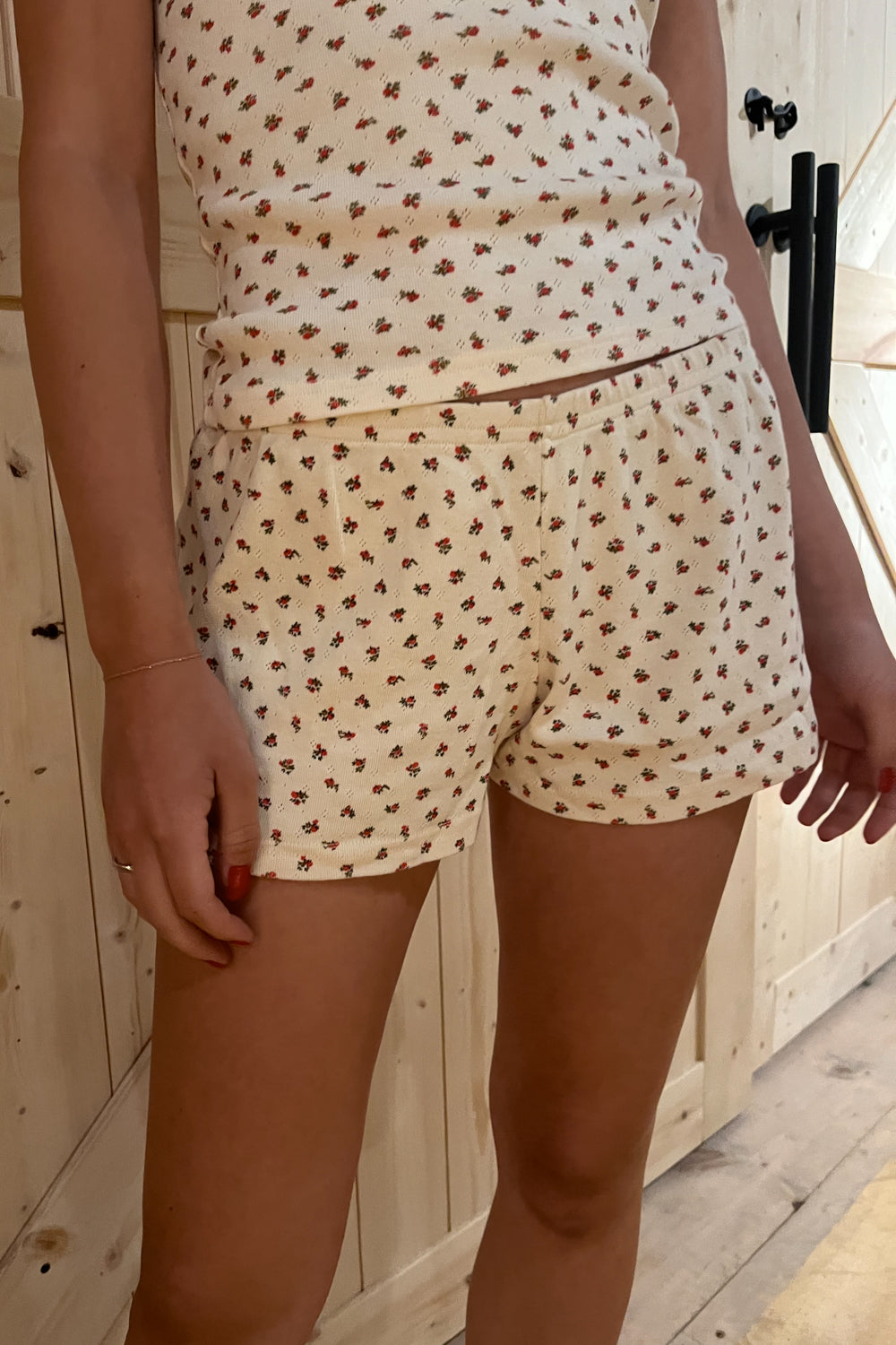 White with Red and Green Floral / XS/S