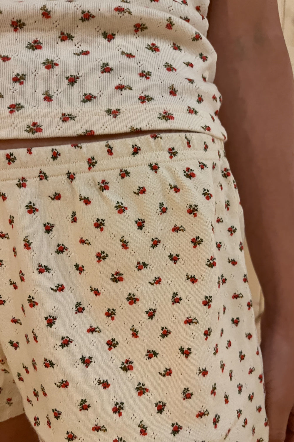 White with Red and Green Floral / XS/S