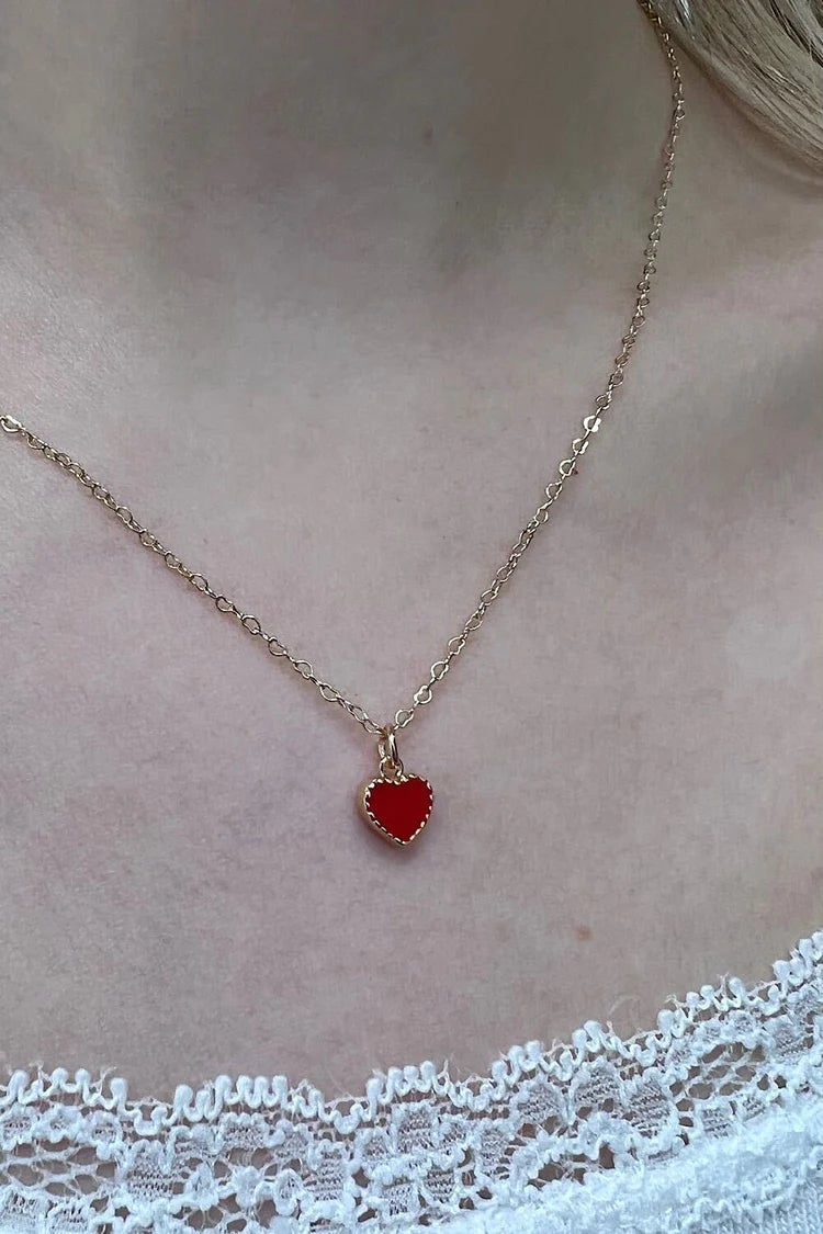 Red heart pendant gold deals