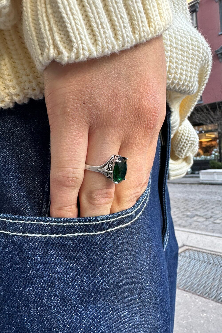 Green Stone Ring | Silver