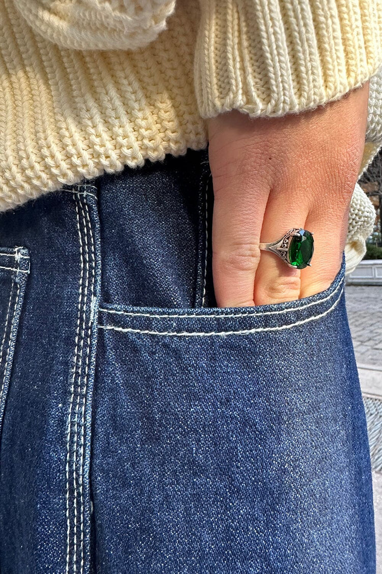 Green Stone Ring | Silver