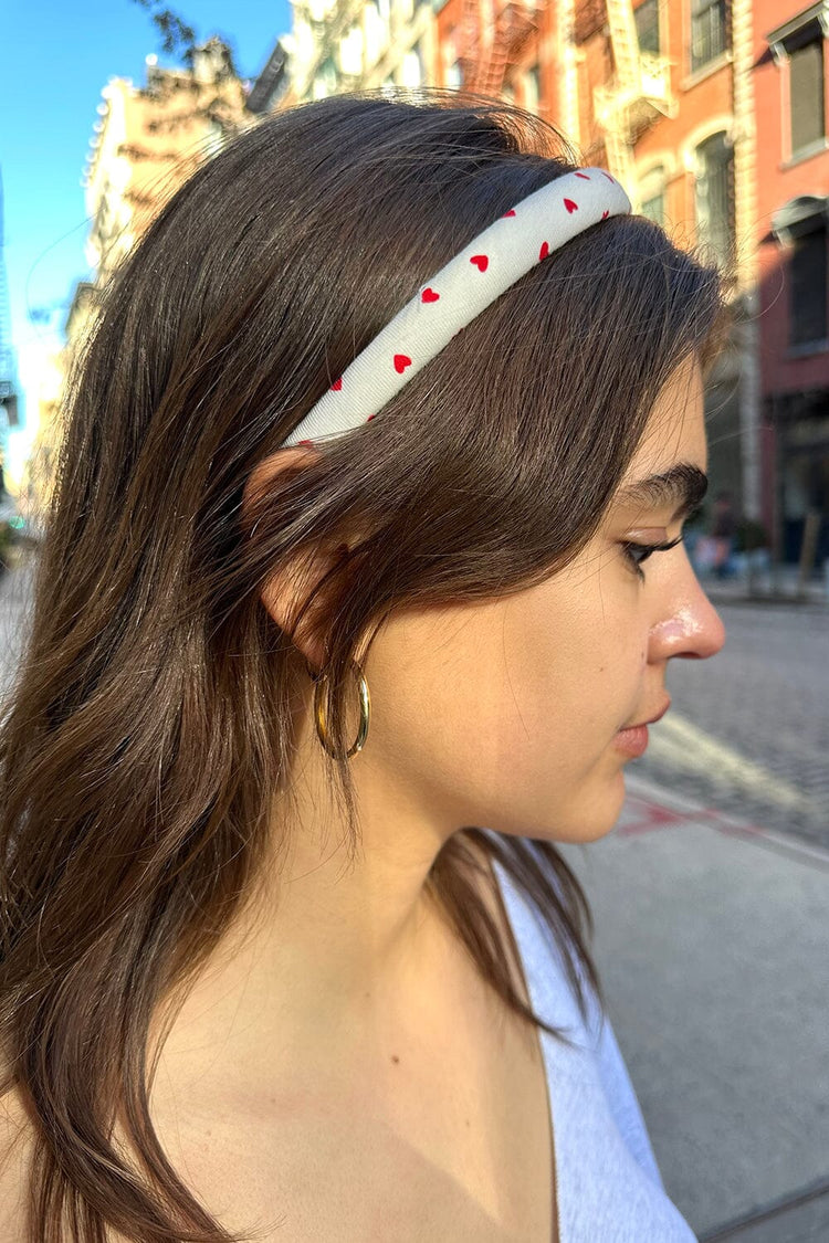 Heart Headband | White With Red Hearts