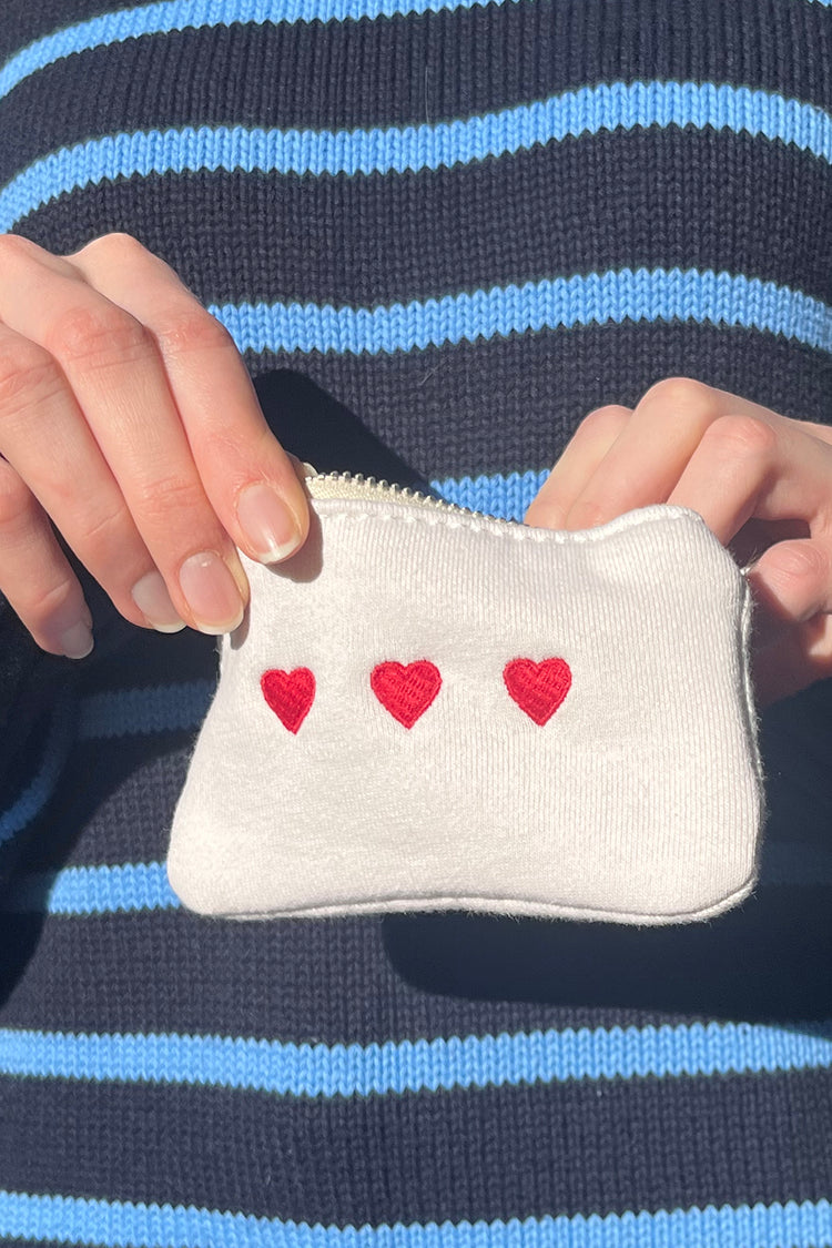 Coin Purse Red Heart Crochet Coin Purse Ivory Blu Red 