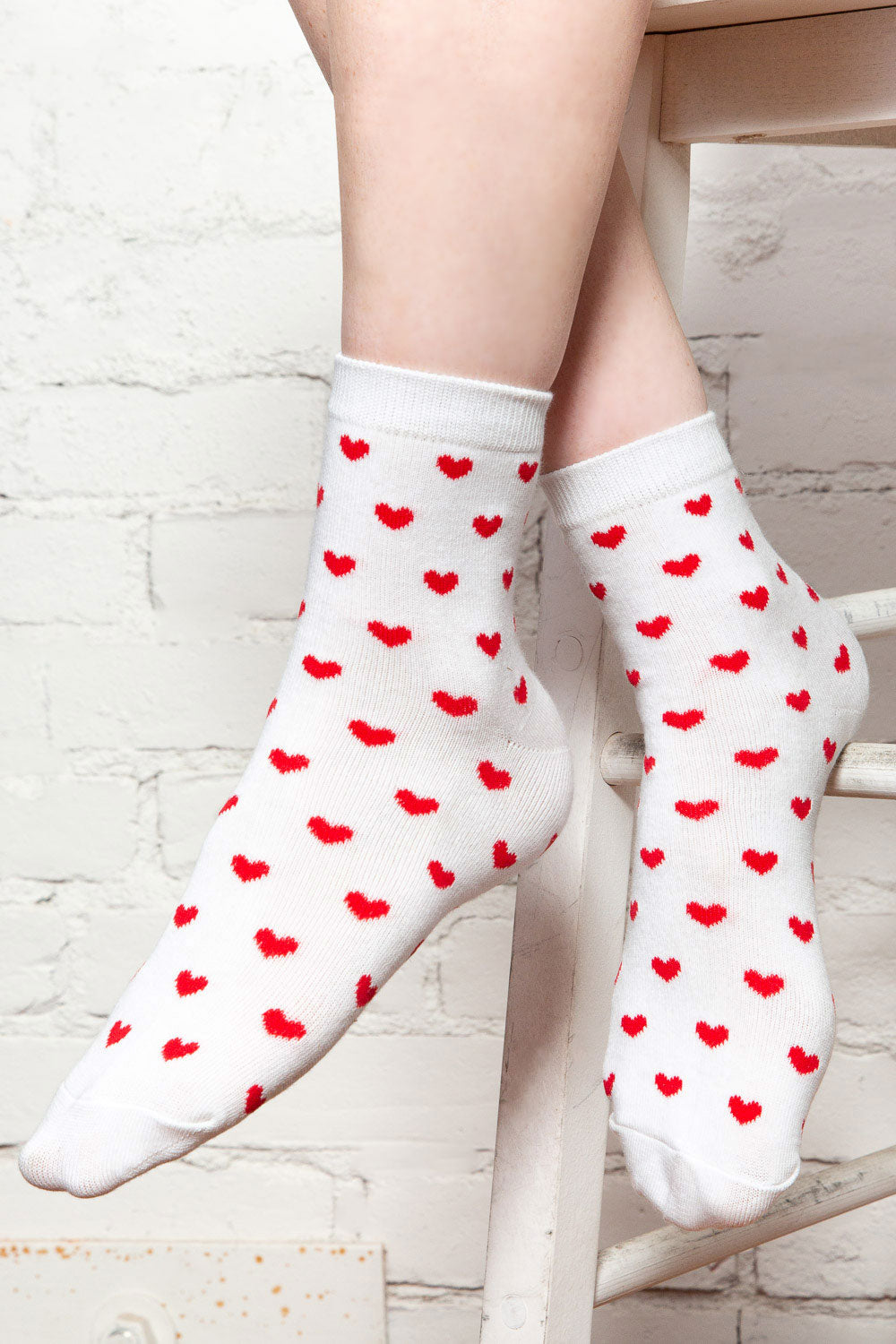 White with Red Hearts