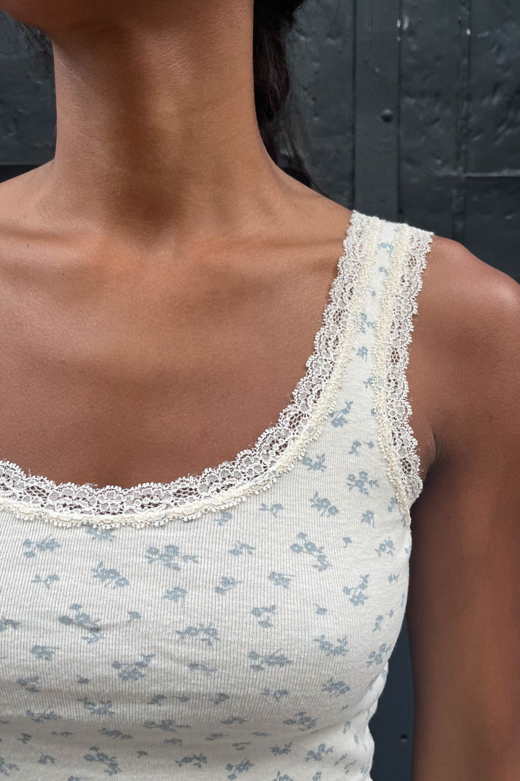 ivory light blue daisy floral / XS/S