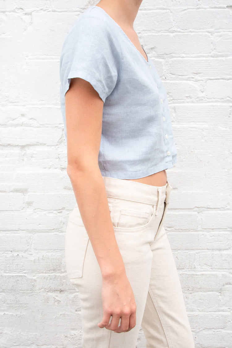 Zelly Linen Top | Light Blue / XS/S