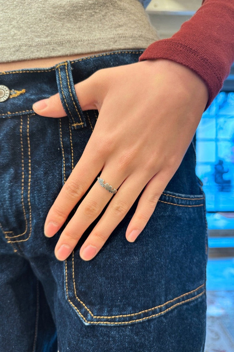 Heart Angel Wings Ring | Silver